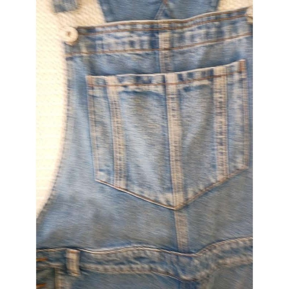 Honey Punch Blue Distressed Denim Overalls L Ripped Straight Leg Y2K Vintage Sty - Picture 9 of 12